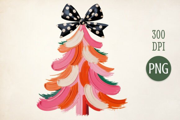 Bold Brush Christmas Tree Art in Illustrations