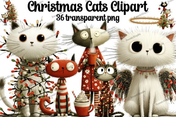 Christmas Cats Clipart: A Festive Illustration for Creative Marketing