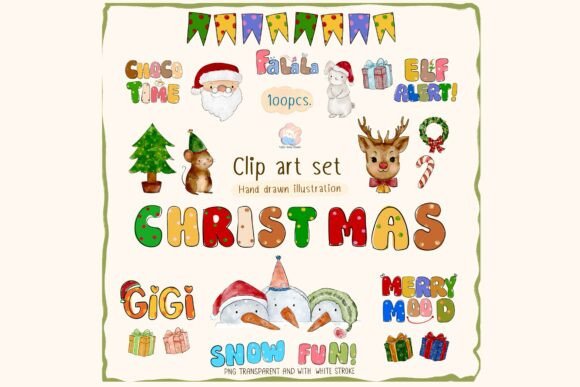 Christmas Cheer – Hand-Drawn Clipart Set for Illustrations