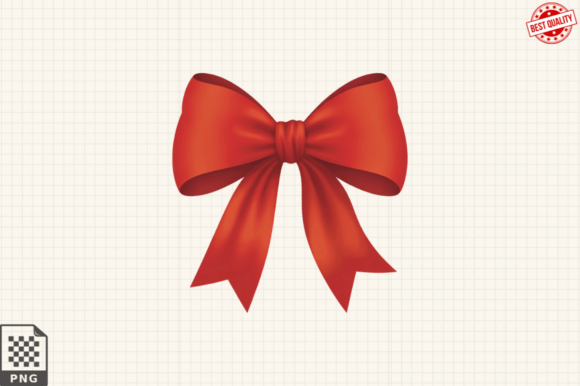 Christmas Coquette Red Bow PNG Clipart: A Festive Illustration for Local Business Branding
