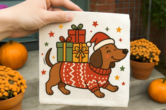 Christmas Dog Lover Dachshund Clipart for Embroidery Projects