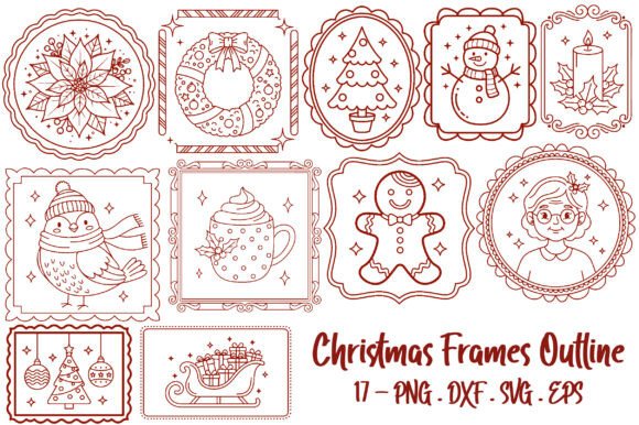 Christmas Frames Outline: A Festive Illustration for Handmade Projects
