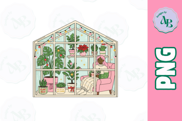 Christmas Greenhouse Plant Mom PNG: A Seasonal Illustration for Content Creators
