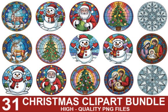 Christmas Round Clipart Bundle for Illustrations