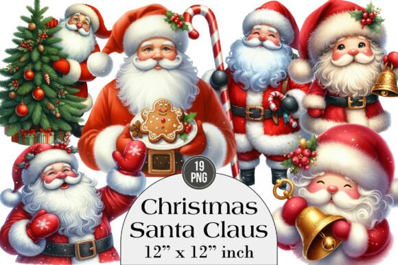 Christmas Santa Claus Bundle Clipart: A Festive Graphic Design Asset for Crafters