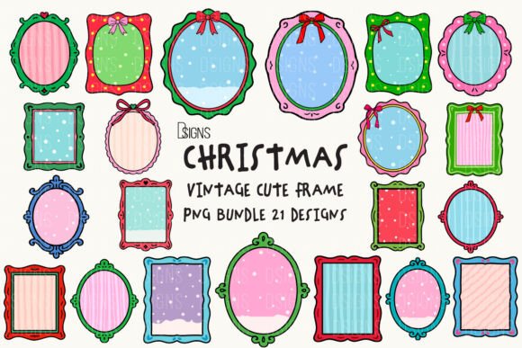 Christmas Vintage Cute Frame Bundle Png