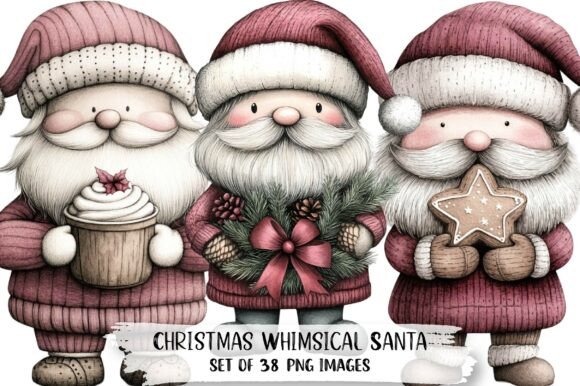 Christmas Whimsical Santa Clipart for Vibrant Website and Editorial Design