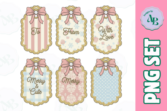 Coquette Christmas Gift Tags PNG: A Versatile Illustration for Holiday Branding