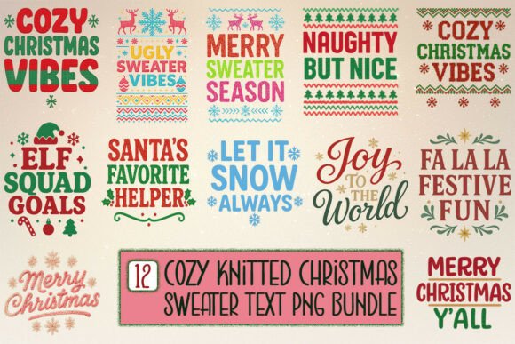 Cozy Knitted Christmas Sweater Text PNGs: A Designer’s Review for Seasonal Illustrations