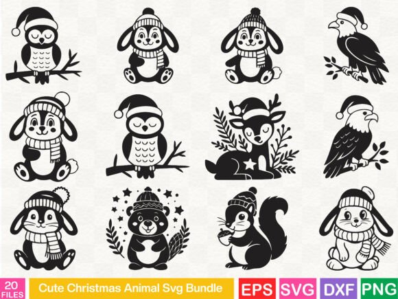 Cute Christmas Animal Svg Bundle: Illustrations for Festive Branding