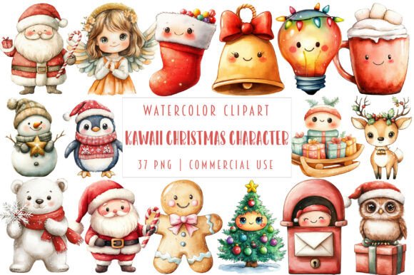 Cute Kawaii Christmas Character Clipart Review for Embroidery Projects