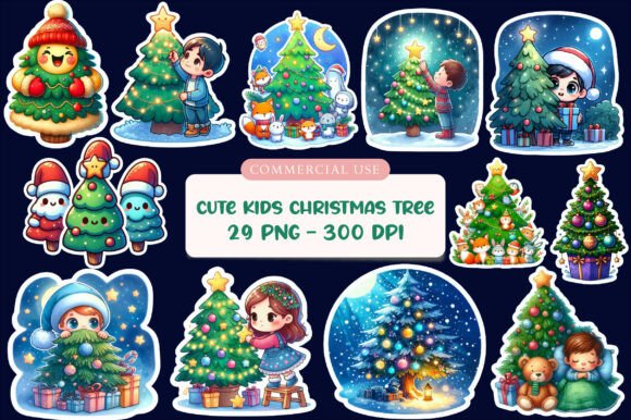 Cute Kids Christmas Tree Sticker Sheet Review