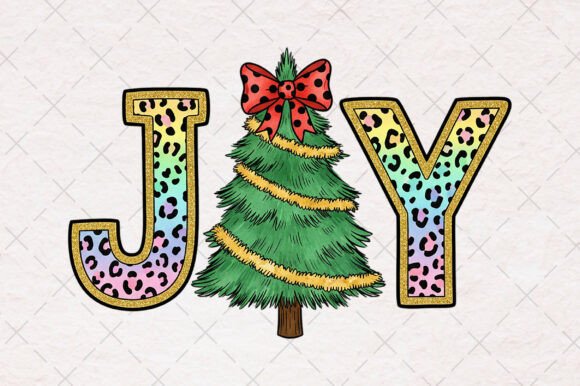 JOY Colorful Coquette Glitter Christmas Illustrations