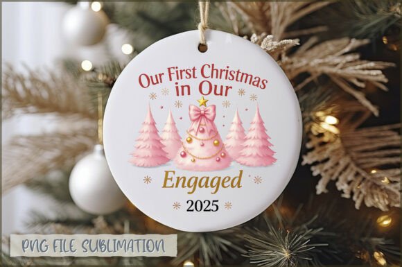 Our Christmas Engaged 2025 Ornament PNG: Illustrations for Brand Design