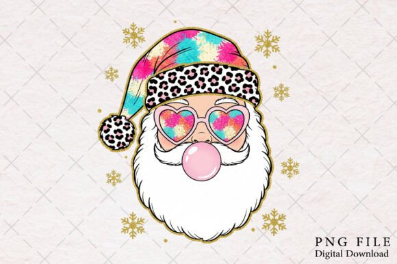 Santa Blowing Bubblegum Christmas PNG: A Festive Illustration for Creative Makers