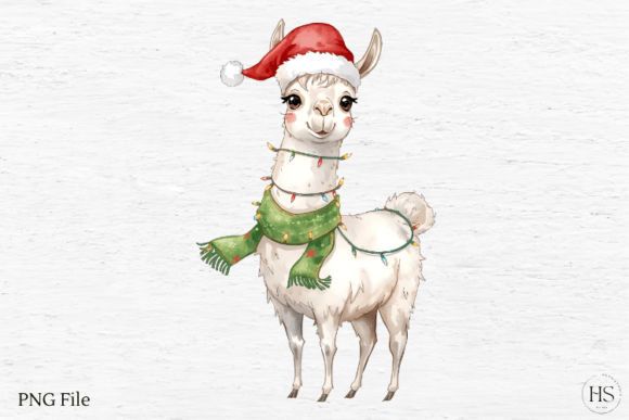 Watercolor Christmas Llama, Baby Llama