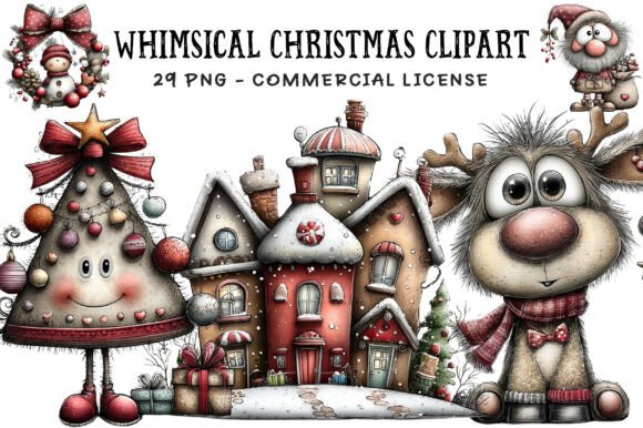 Whimsical Christmas Clipart Bundle 3: A Festive Illustration Set for Creative Sellers
