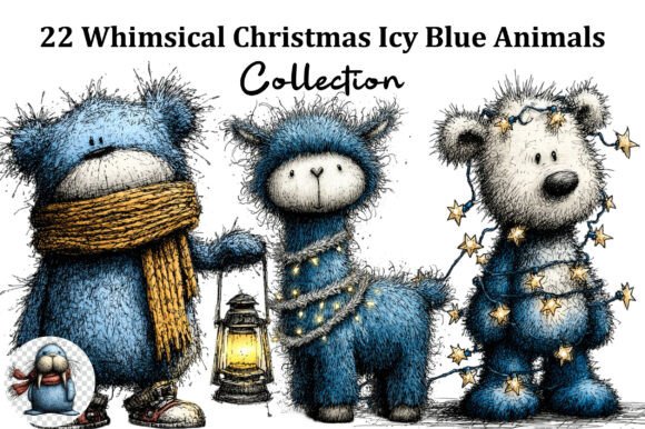 Whimsical Christmas Icy Blue Animals in Illustrations: A Design Review