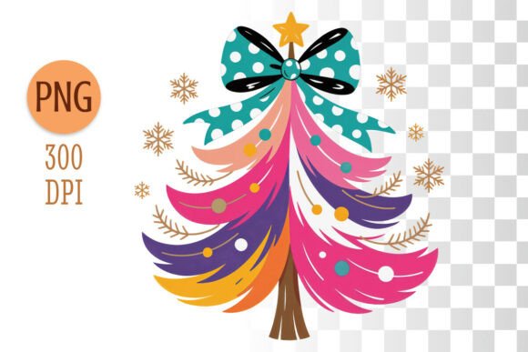 Whimsical Colorful Christmas Tree PNG Review for Illustrations