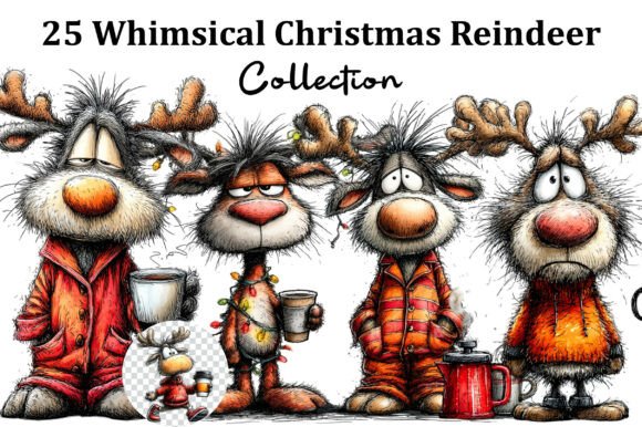 Whimsical Quirky Christmas Reindeer Clip: A Designer’s Take on a Festive Illustration