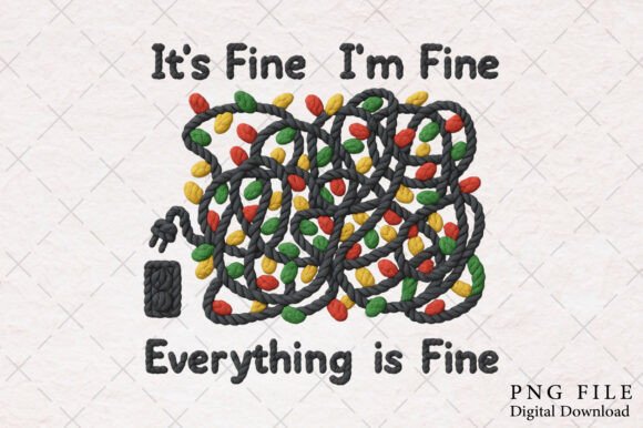Yarn Crochet Funny Christmas Lights PNG: A Festive Illustration for Digital Sellers