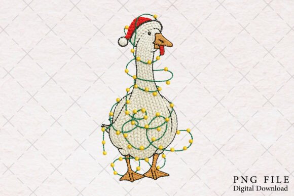 Yarn Crochet Santa Hat Christmas Goose for Embroidery Projects